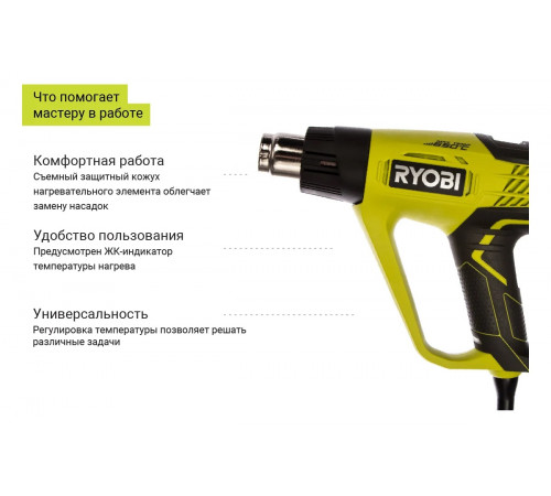 Термопистолет Ryobi EHG2020LCD 5133001730