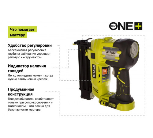Аккумуляторный гвоздезабиватель Ryobi ONE+ R18N18G-120S 5133003860