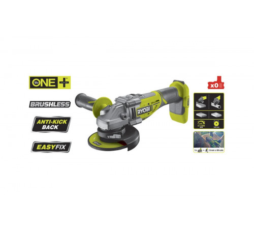 Углошлифмашина бесщеточная Ryobi ONE+ R18AG7-0  без аккумулятора в комплекте 5133002852