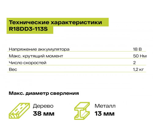 Компактная дрель-шуруповерт Ryobi ONE+ R18DD3-113S 5133003350