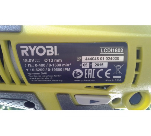 Ударная дрель-шуруповерт Ryobi ONE+ LCDI1802M