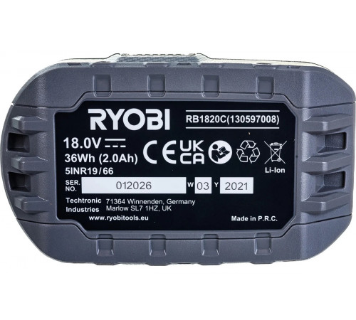 Аккумулятор Ryobi ONE+ 2.0 Ач RB1820C 5133005052