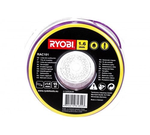Леска для триммеров (1,6 мм; 15 м; круг) Ryobi RAC101 5132002638