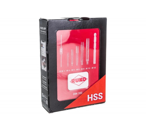 Набор машинно-ручных метчиков HSS M3-M12+вороток+сверла, 15шт RUKO 245004 Набор машинно-ручных метчиков HSS M3-M12+вороток+сверла, 15шт RUKO 245004