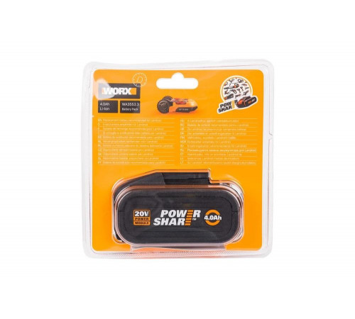 Аккумулятор (20 В; 4 Ач) WORX WA3553.3 Аккумулятор (20 В; 4 Ач) WORX WA3553.3