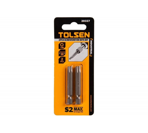 Набор вставок бит торцевых 1/4", Torx, T40, 50 мм, 2 шт TOLSEN TT20327 Набор вставок бит торцевых 1/4", Torx, T40, 50 мм, 2 шт TOLSEN TT20327
