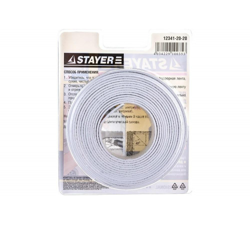 STAYER 20 x 20 мм x 3,35 м, профиль L, самоклеящаяся, лента бордюрная для ванн и раковин (скотч) 12341-20-20 STAYER 20 x 20 мм x 3,35 м, профиль L, самоклеящаяся, лента бордюрная для ванн и раковин (скотч) 12341-20-20