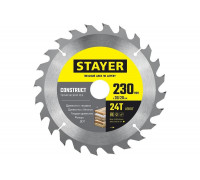 Пильный диск по дереву STAYER Construct 230x30/20 мм, 24Т, технический рез 3683-230-30-24_z01