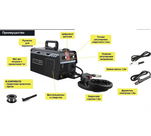 Сварочный полуавтомат Zitrek ZWM-200 MMA/MIG/MAG, 200 A, проволока 0.5 кг 051-4689 Сварочный полуавтомат Zitrek ZWM-200 MMA/MIG/MAG, 200 A, проволока 0.5 кг 051-4689
