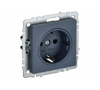 1-местная розетка IEK Brite рс11-1-0-брм с заземлением, без защитных шторок, 16А, маренго BR-R11-16-K35