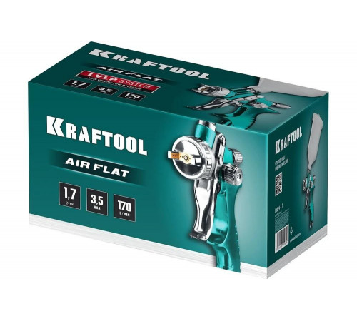 KRAFTOOL сопло 1,7 мм, краскопульт пневматический с верхним бачком AirFlat LVLP 06524-1.7 KRAFTOOL сопло 1,7 мм, краскопульт пневматический с верхним бачком AirFlat LVLP 06524-1.7