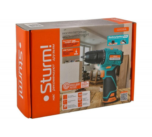 Аккумуляторный шуруповерт Sturm 1BatterySystem12V CD1235BL Аккумуляторный шуруповерт Sturm 1BatterySystem12V CD1235BL