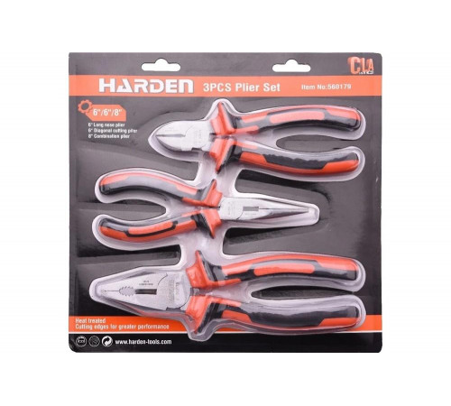 Набор шарнирно-губцевого инструмента HARDEN, 2-компонентная рукоятка эргономик, 3 предм. 560179 Набор шарнирно-губцевого инструмента HARDEN, 2-компонентная рукоятка эргономик, 3 предм. 560179