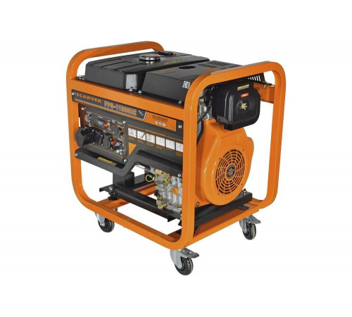 Генератор CARVER PPG-11000DE дизель, LT-1100F, 8,5/9,5 кВт, 220 В, бак 20л, э/старт, колеса, медь 01.020.00025 Генератор CARVER PPG-11000DE дизель, LT-1100F, 8,5/9,5 кВт, 220 В, бак 20л, э/старт, колеса, медь 01.020.00025