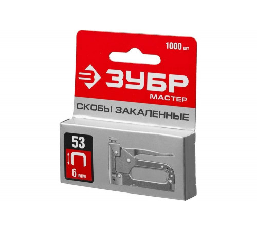 ЗУБР скобы тип 53 (A / 10 / JT21), 6 мм, 1000 шт., скобы тонкие закаленные 31625-06 Мастер ЗУБР скобы тип 53 (A / 10 / JT21), 6 мм, 1000 шт., скобы тонкие закаленные 31625-06 Мастер
