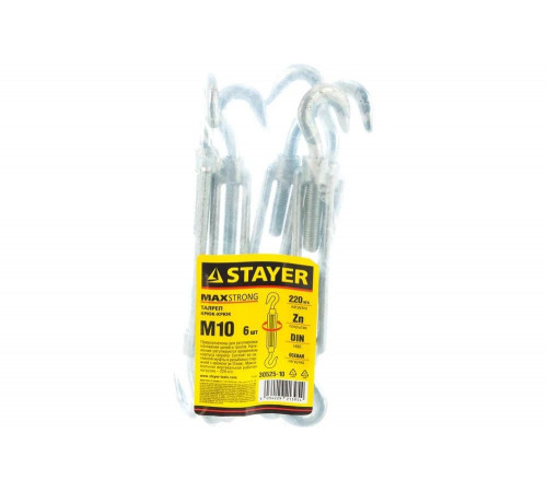 STAYER М10, 6 шт., талреп DIN 1480, крюк-крюк 30525-10