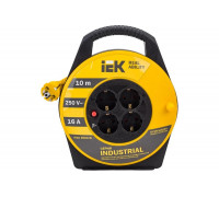 Катушка с термозащитой IEK "Industrial" УК10 4 места, 2Р+PЕ, 10м, 3х1,5 мм2 WKP15-16-04-10