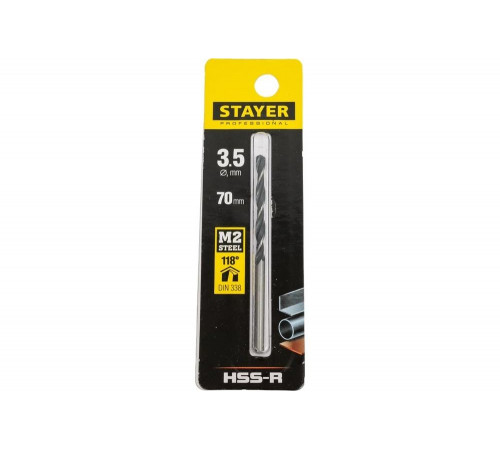 STAYER Ø 3.5 х 70 мм, сверло спиральное по металлу 29602-3.5 Professional STAYER Ø 3.5 х 70 мм, сверло спиральное по металлу 29602-3.5 Professional
