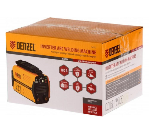 Сварочный инвертор дуговой сварки Denzel DS-180 Compact Сварочный инвертор дуговой сварки Denzel DS-180 Compact