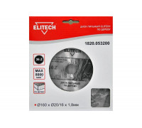 Диск пильный по дереву (160х20/16 мм; 1.8 мм; 36Z) Elitech 1820.053200