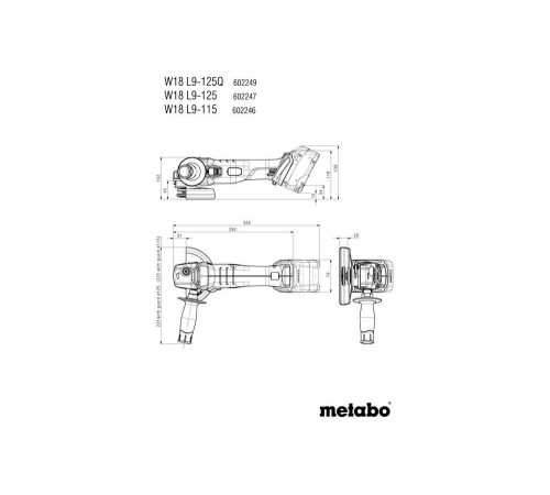 УШМ Metabo W 18 L 9-125 Акк., 2x4 Ач, ASC55,x 602247510