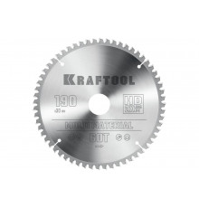 Диск пильный по алюминию KRAFTOOL Multi material 190x30 мм, 60Т 36953-190-30