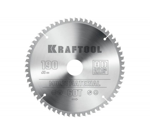 Диск пильный по алюминию KRAFTOOL Multi material 190x30 мм, 60Т 36953-190-30 Диск пильный по алюминию KRAFTOOL Multi material 190x30 мм, 60Т 36953-190-30