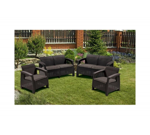 Комплект мебели Keter Corfu REST without table коричневый, серая подушка 241724