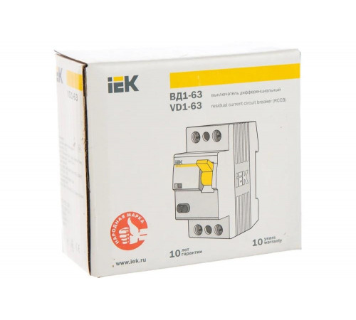 Узо IEK ВД1-63 2п, 40 A, 30 мA, AC Узо IEK ВД1-63 2п, 40 A, 30 мA, AC