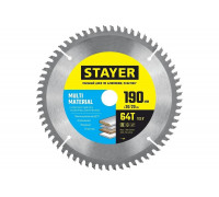 Пильный диск по алюминию STAYER Multi Material супер чистый рез, 190x30/20 мм, 64Т 3685-190-30-64