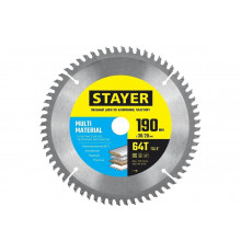 Пильный диск по алюминию STAYER Multi Material супер чистый рез, 190x30/20 мм, 64Т 3685-190-30-64