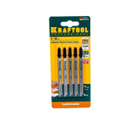 Пилки для электролобзика 5 шт. (Cr-V; обратный рез; EU-хвост.; шаг 2.5 мм, 75 мм) по дереву, фанере, ламинату KRAFTOOL 159516-2.5-S5