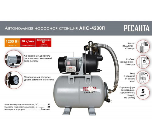 Автономная насосная станция Ресанта АНС-4200П