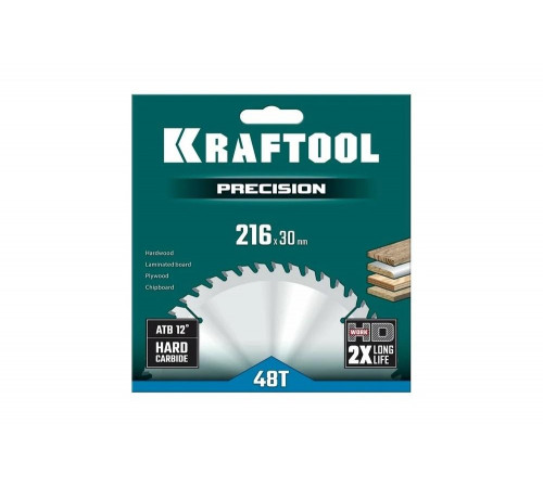 Пильный диск по дереву KRAFTOOL Precision 216x30 мм, 48Т 36952-216-30