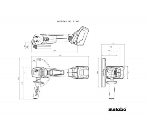 УШМ (болгарка) METABO WB 18 LTX BL 180 (613087840) без акк. и з.у УШМ (болгарка) METABO WB 18 LTX BL 180 (613087840) без акк. и з.у