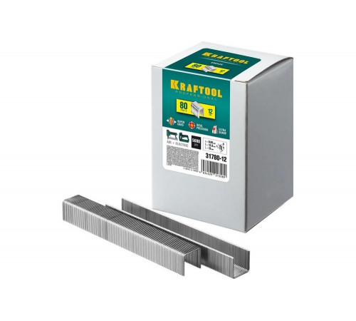 KRAFTOOL скобы тип 80, 12 мм, скобы для степлера 31780-12 KRAFTOOL скобы тип 80, 12 мм, скобы для степлера 31780-12