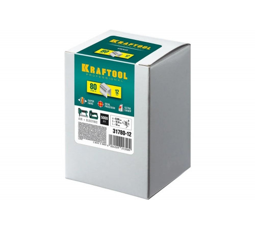 KRAFTOOL скобы тип 80, 12 мм, скобы для степлера 31780-12 KRAFTOOL скобы тип 80, 12 мм, скобы для степлера 31780-12