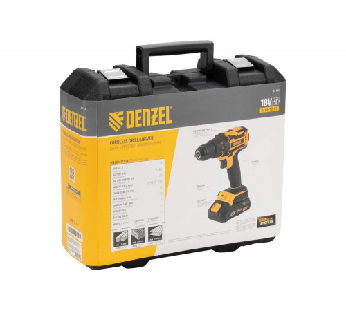 Дрель-шуруповерт аккумуляторная Denzel bldl-18-02 li-ion, 18 в 26140 Дрель-шуруповерт аккумуляторная Denzel bldl-18-02 li-ion, 18 в 26140