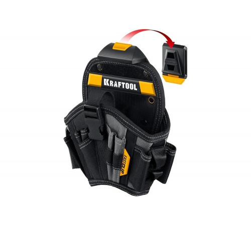 Кобура для шуруповерта большая с быстросъёмным креплением FastClip KRAFTOOL KH-17 17 карманов и петель 38768 Кобура для шуруповерта большая с быстросъёмным креплением FastClip KRAFTOOL KH-17 17 карманов и петель 38768