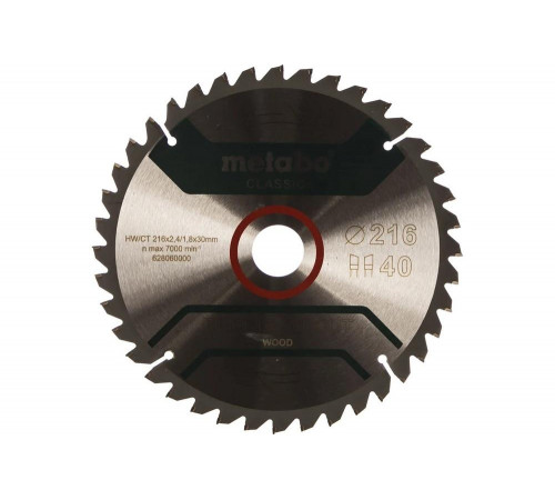 Пильный диск (216x30х1.8 мм, 40WZ) Metabo 628060000 Пильный диск (216x30х1.8 мм, 40WZ) Metabo 628060000