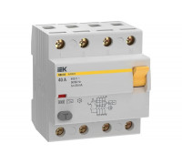 Узо IEK karat вд3-63 4p 40а 30ма 6ка тип ac MDV20-4-040-030