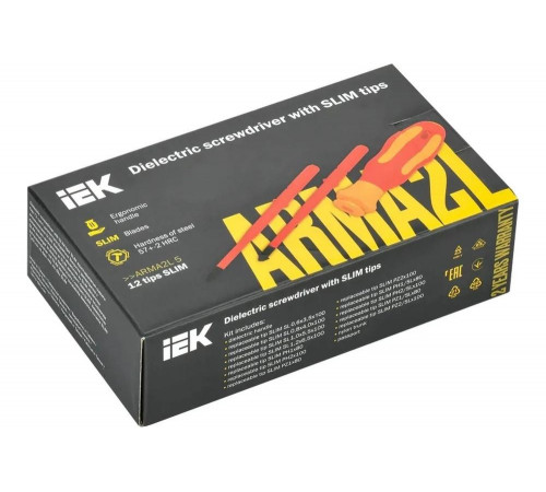 Диэлектрическая отвертка с жалами IEK Arma2l 5 SLIM Т2 13 шт. A2L5-NS30-T2-13
