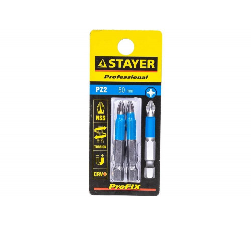 Биты (E 1/4"; PZ 2; 50 мм; 2 шт.) STAYER 26223-2-50-02