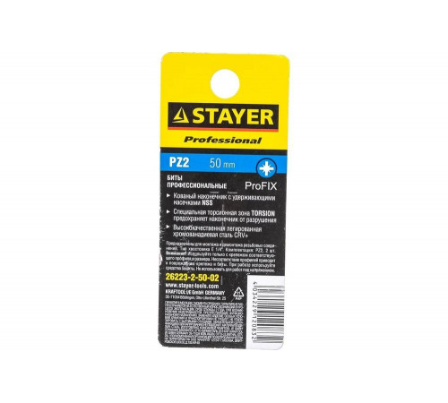 Биты (E 1/4"; PZ 2; 50 мм; 2 шт.) STAYER 26223-2-50-02