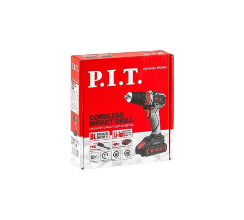 Аккумуляторная бесщеточная дрель P.I.T. 20 В, 1 Li акк. 1.5 Ач, 40 Нм, ударн., фикс. шпинд., кор. PSR18-D4 Promo Аккумуляторная бесщеточная дрель P.I.T. 20 В, 1 Li акк. 1.5 Ач, 40 Нм, ударн., фикс. шпинд., кор. PSR18-D4 Promo