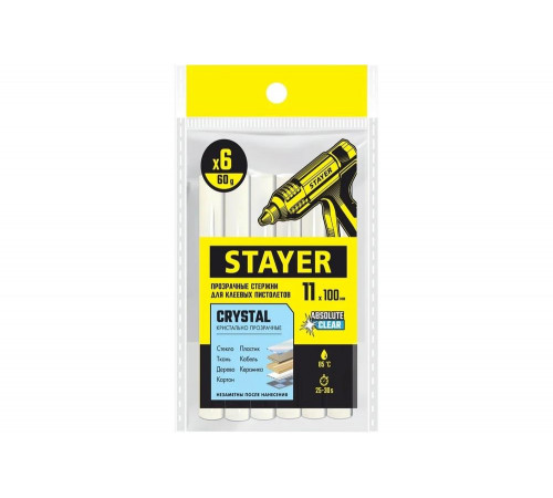 STAYER 6 шт, 11 х 100 мм, стержни клеевые для термоклеевых пистолетов 0682-H6 STAYER 6 шт, 11 х 100 мм, стержни клеевые для термоклеевых пистолетов 0682-H6
