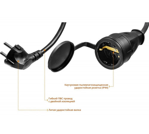 STAYER 20 м, 3500 Вт, 1 гнездо, удлинитель электрический силовой MC 315 55028-20 STAYER 20 м, 3500 Вт, 1 гнездо, удлинитель электрический силовой MC 315 55028-20