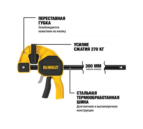 Быстрозажимная струбцина DEWALT XL 300 мм DWHT0-83185