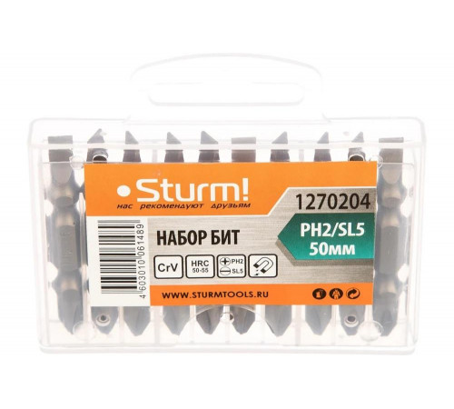 Биты двусторонние (10 шт; PH2/SL5; 65 мм) Sturm 1270204 Биты двусторонние (10 шт; PH2/SL5; 65 мм) Sturm 1270204