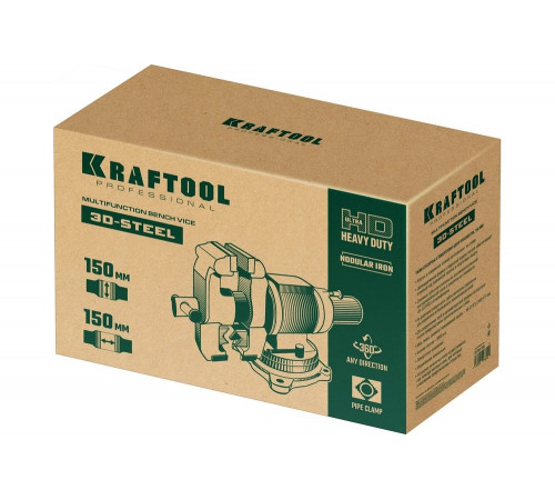 KRAFTOOL 150 мм, тиски слесарные с поворотом в двух плоскостях на 360° 32704-150 KRAFTOOL 150 мм, тиски слесарные с поворотом в двух плоскостях на 360° 32704-150